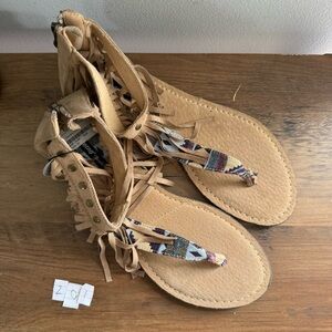 Fringe Tan Sandals